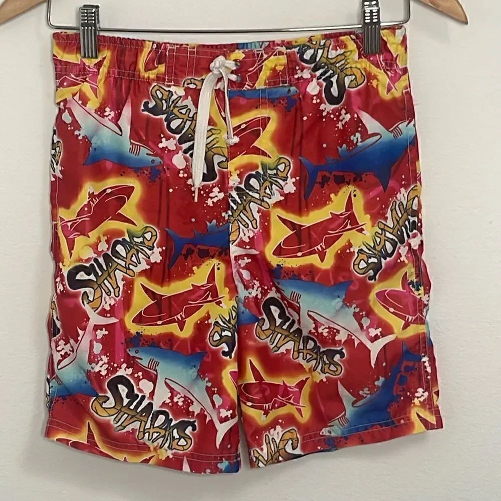Jumping beans swim shorts.  Drawstring. Sharks. Size 7X